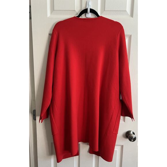 BETTY BARCLAY Bright Red Longline Big Pockets Knit Sweater Cardigan - Picture 3 of 10